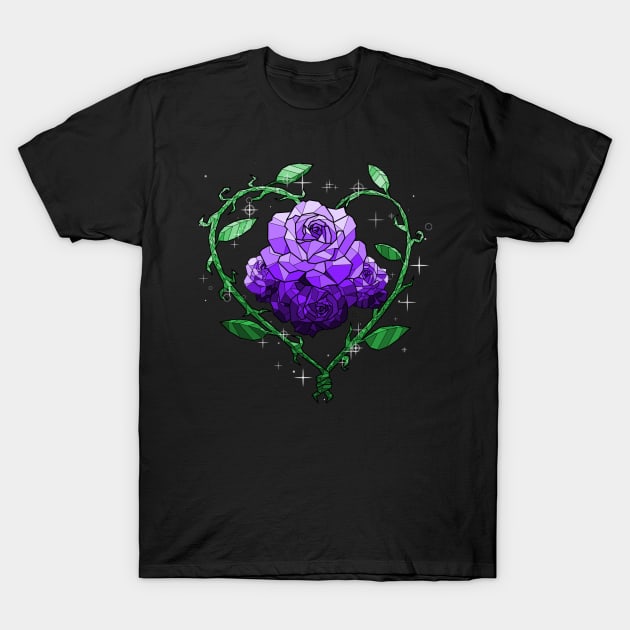 Purple Crystal Flower T-Shirt by Saira Crystaline